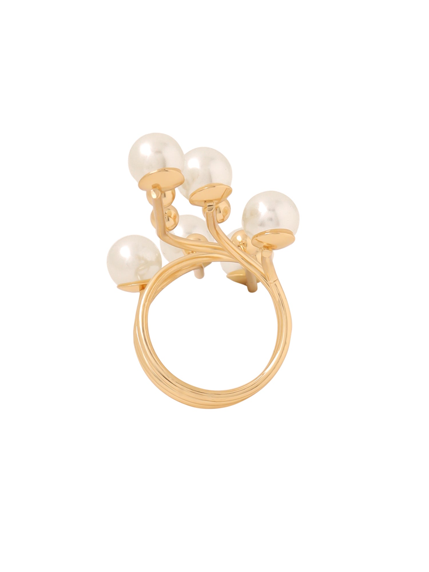 Yellow Chimes gold plated pearl ring - elegant party accessory