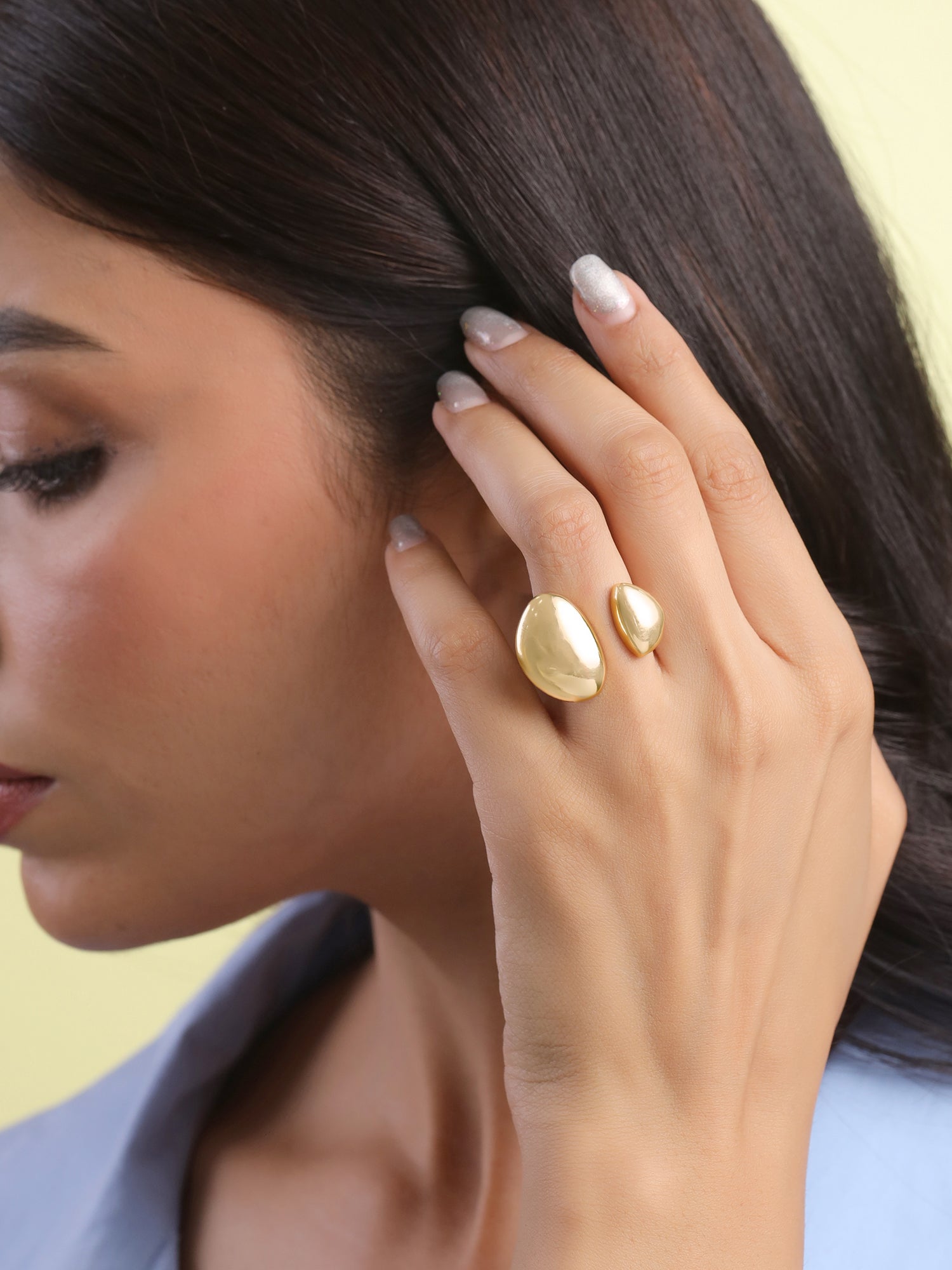 Yellow Chimes Golden Adjustable Ring - Jewelry for Special Occasions