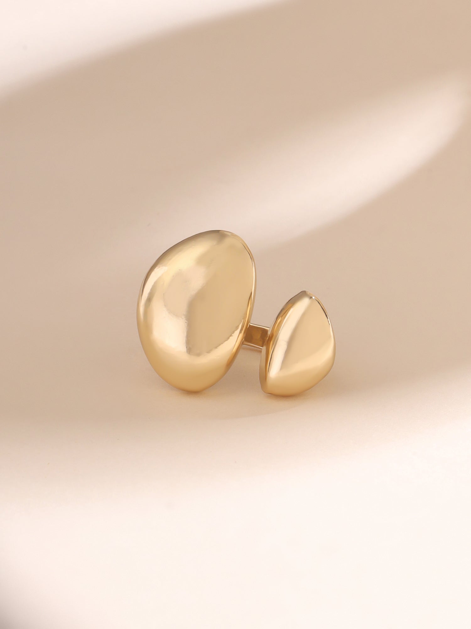Yellow Chimes Golden Adjustable Ring - Trendy Casual Look