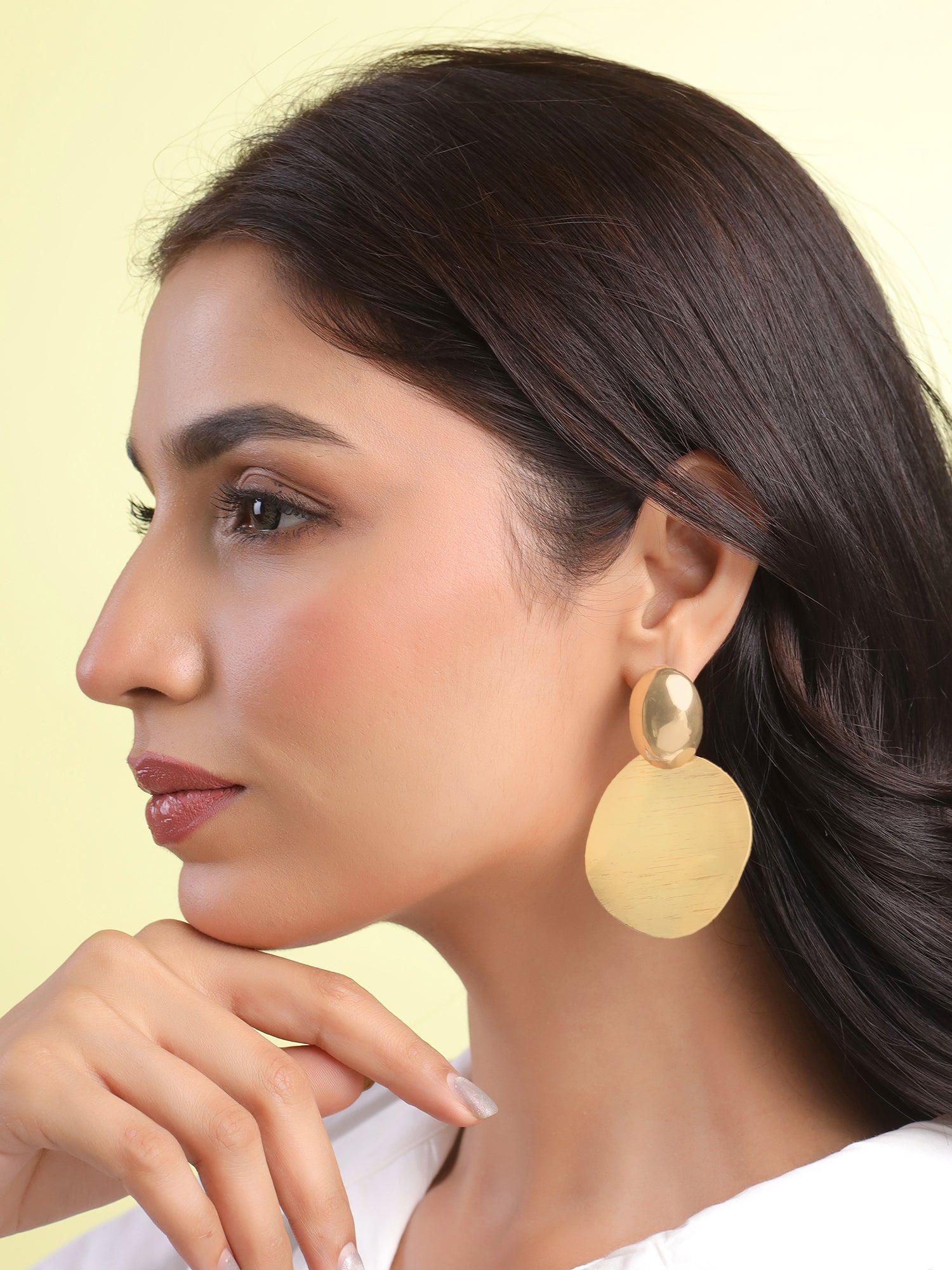 Yellow Chimes gold plated drop earrings - festive party accessory