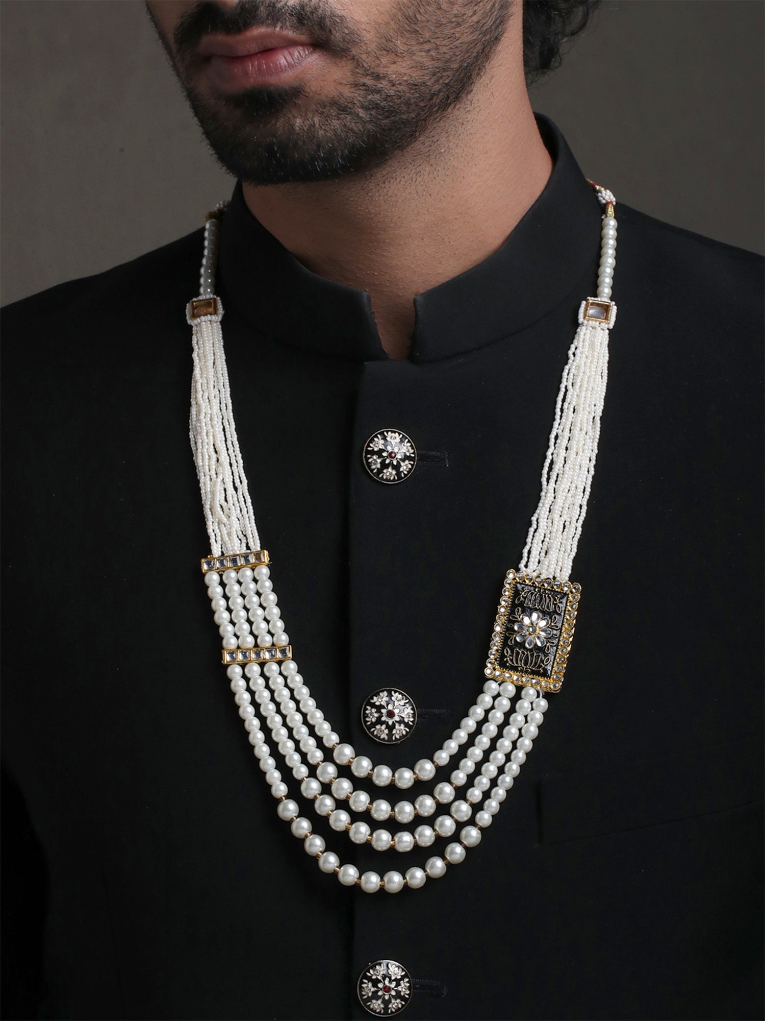 Yellow Chimes gold and white necklace - elegant outfit completion