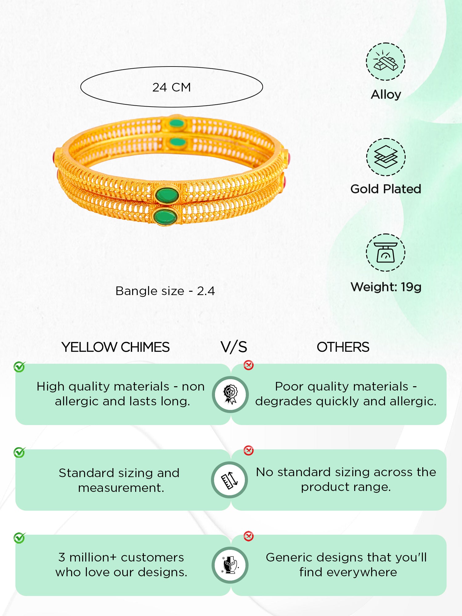 Yellow Chimes traditional bangles - Perfect gift for her