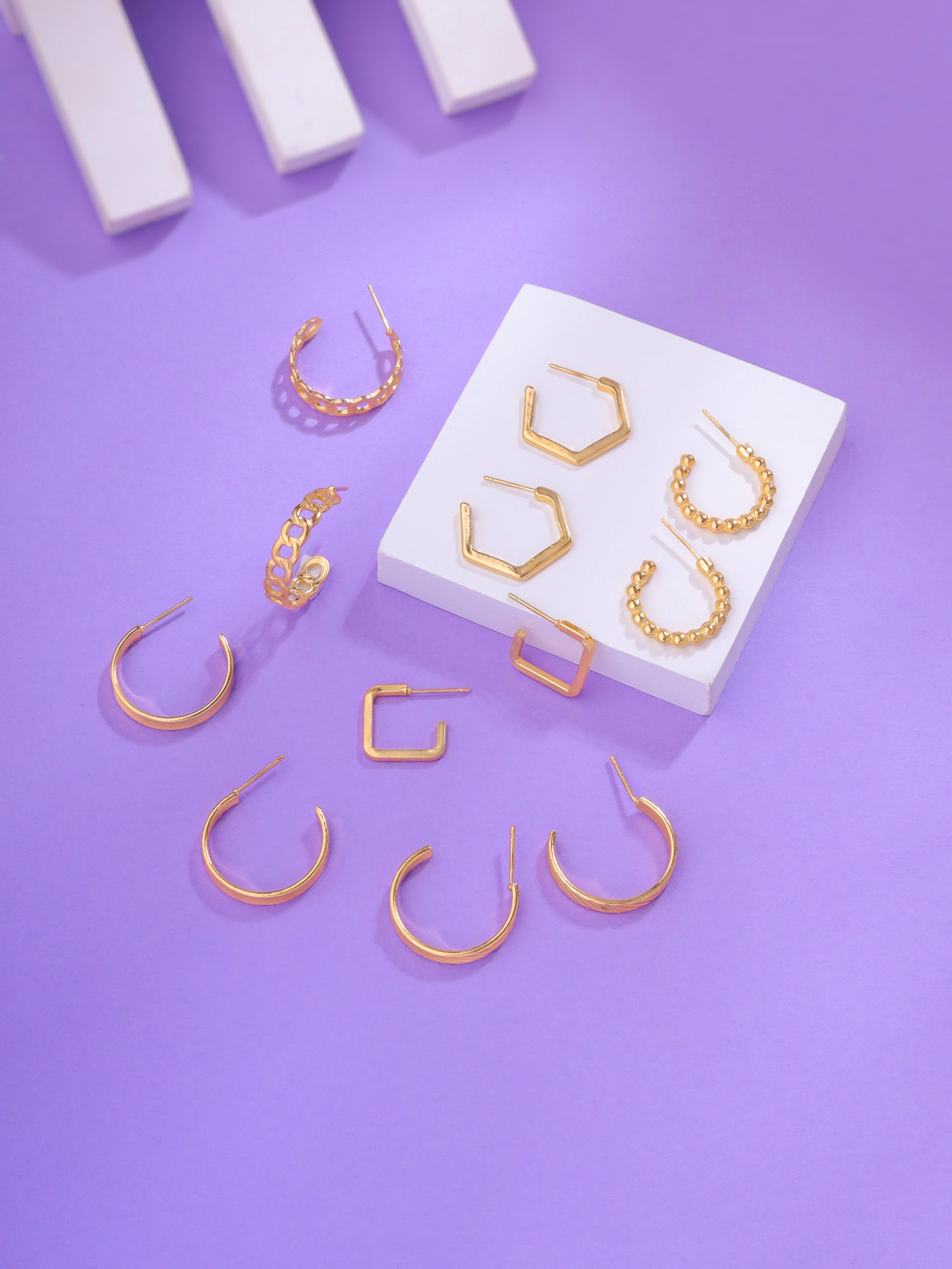 Yellow Chimes gold plated earrings set - elegant for special events
