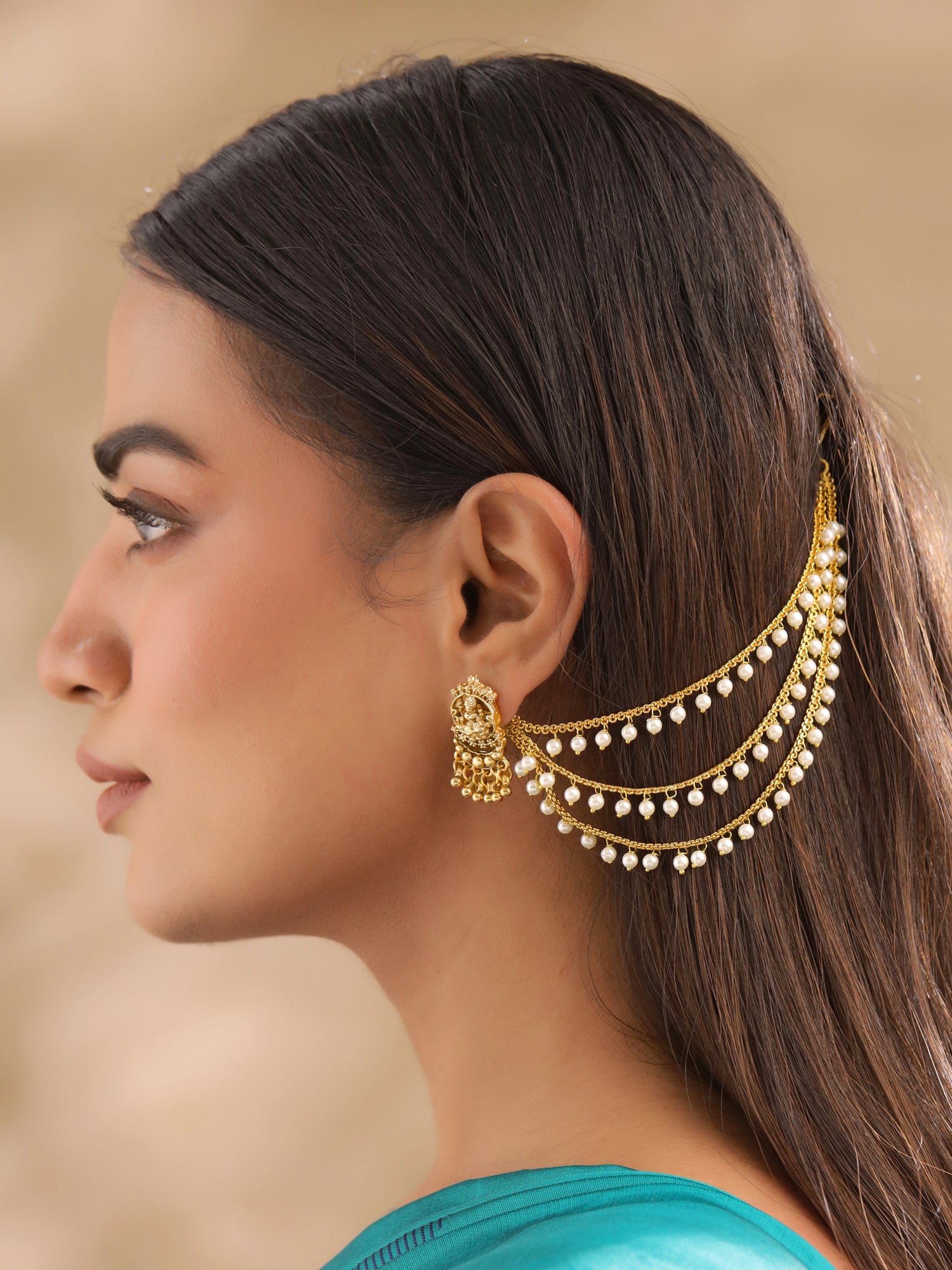 Yellow Chimes women's ear chain - perfect for festivals