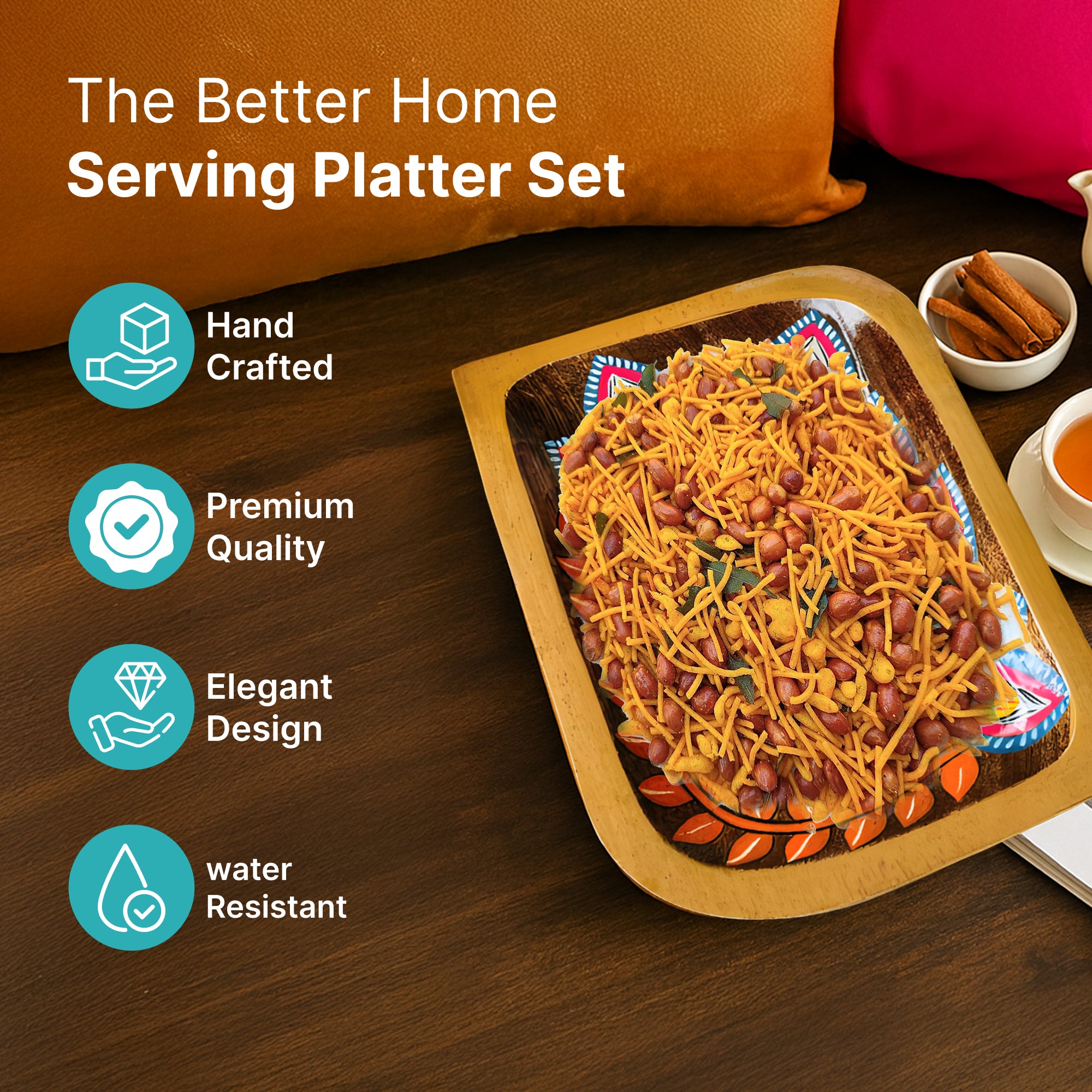 The Better Home Meena Art Serving Platter - decorative fruit serving