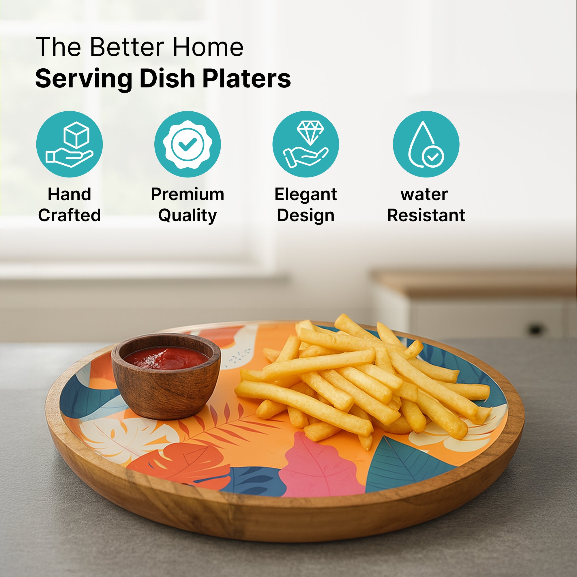 The Better Home Round Serving Tray - Meal organizer for events