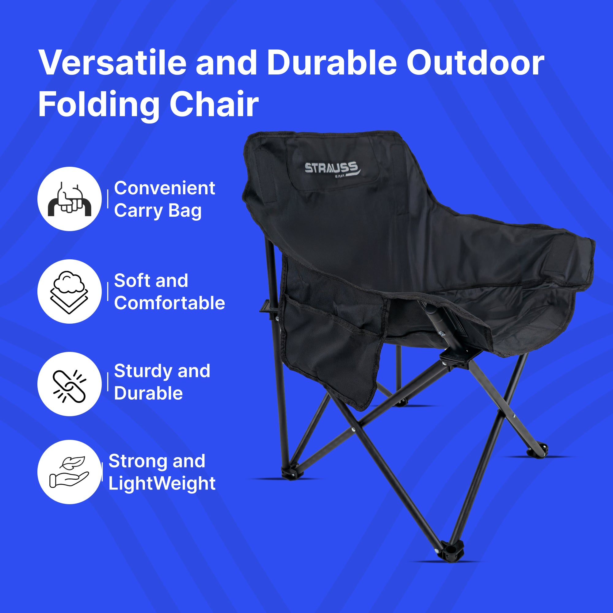Strauss Black Folding Chair - Comfortable home relaxing
