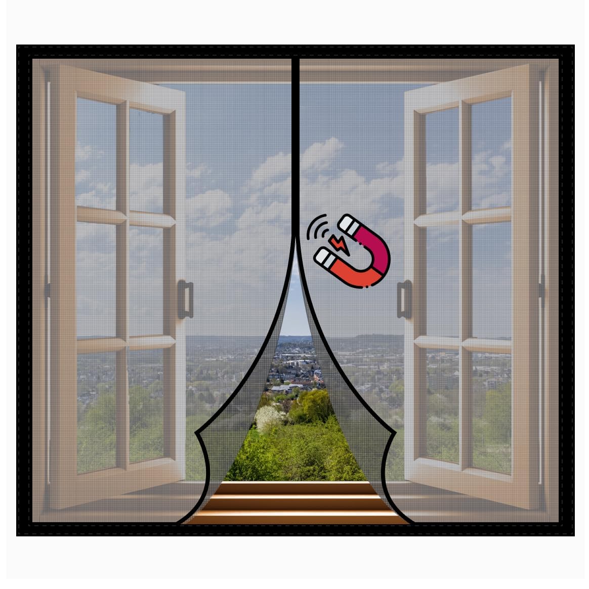 Classic Mosquito Net for Windows: Magnetic Closure | 120x150cm | Brown ...