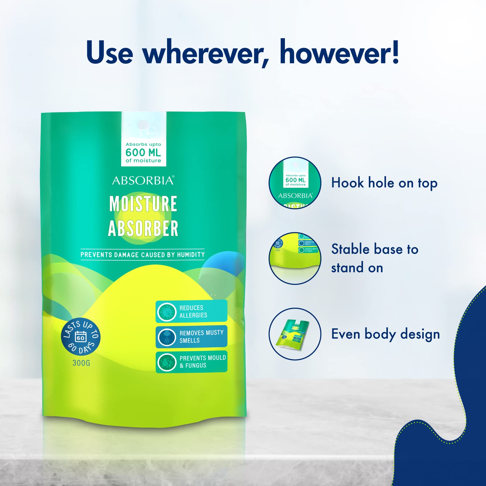 Absorbia moisture absorber - Reduces dampness in living rooms