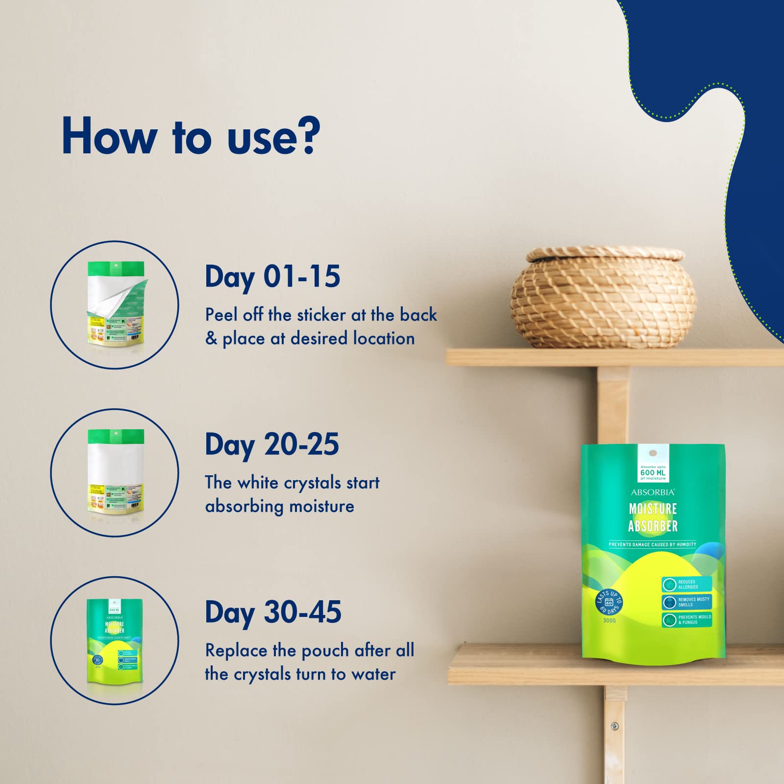 Absorbia moisture absorber - Kitchen odour eliminator