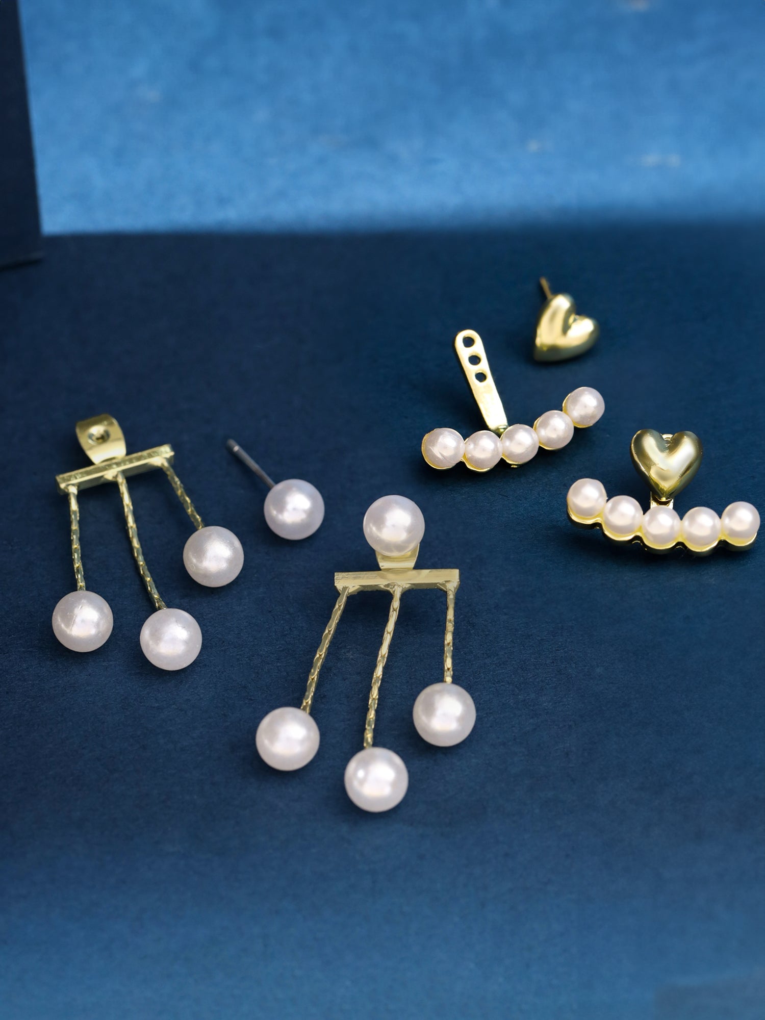 Yellow Chimes gold tone pearl earrings - Elegant party accessory