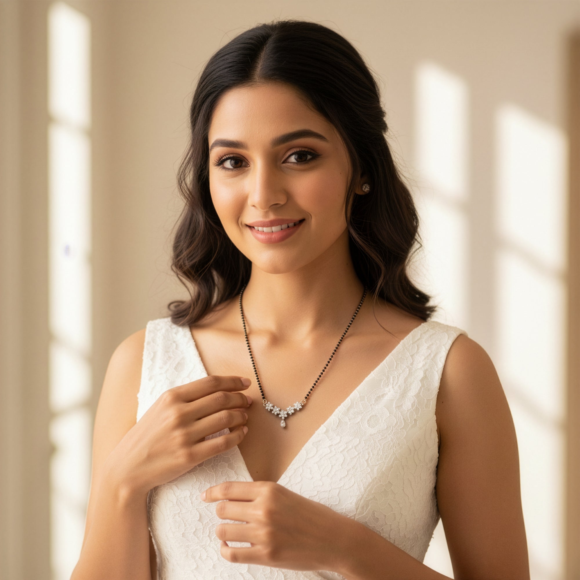 Yellow Chimes zircon studded mangalsutra - wedding gift