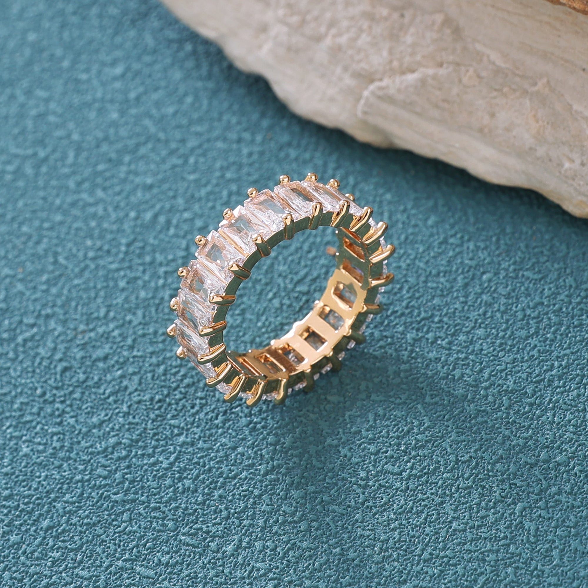 Yellow Chimes gold plated crystal ring - stylish everyday accessory