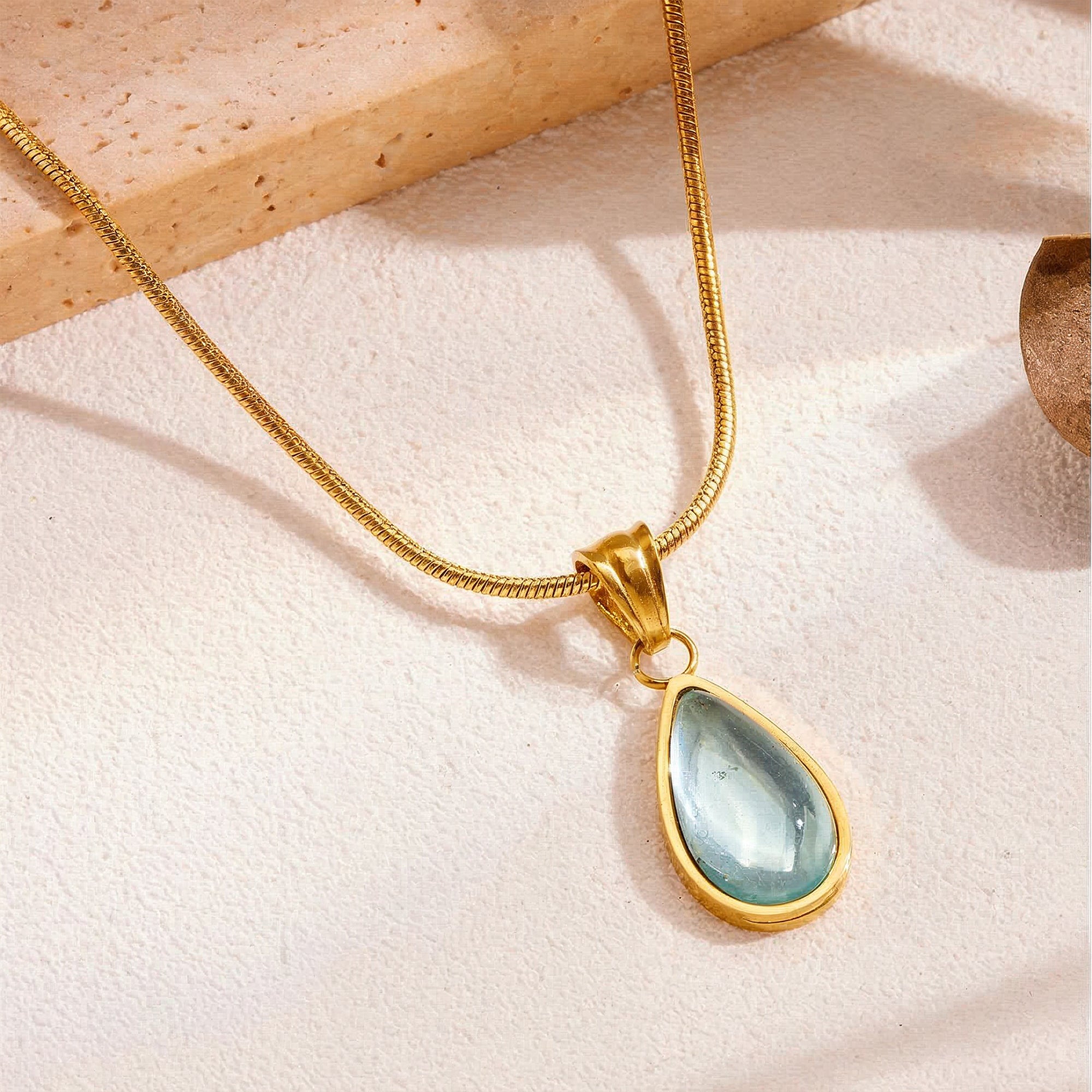 Yellow Chimes lightweight blue stone necklace - casual outings