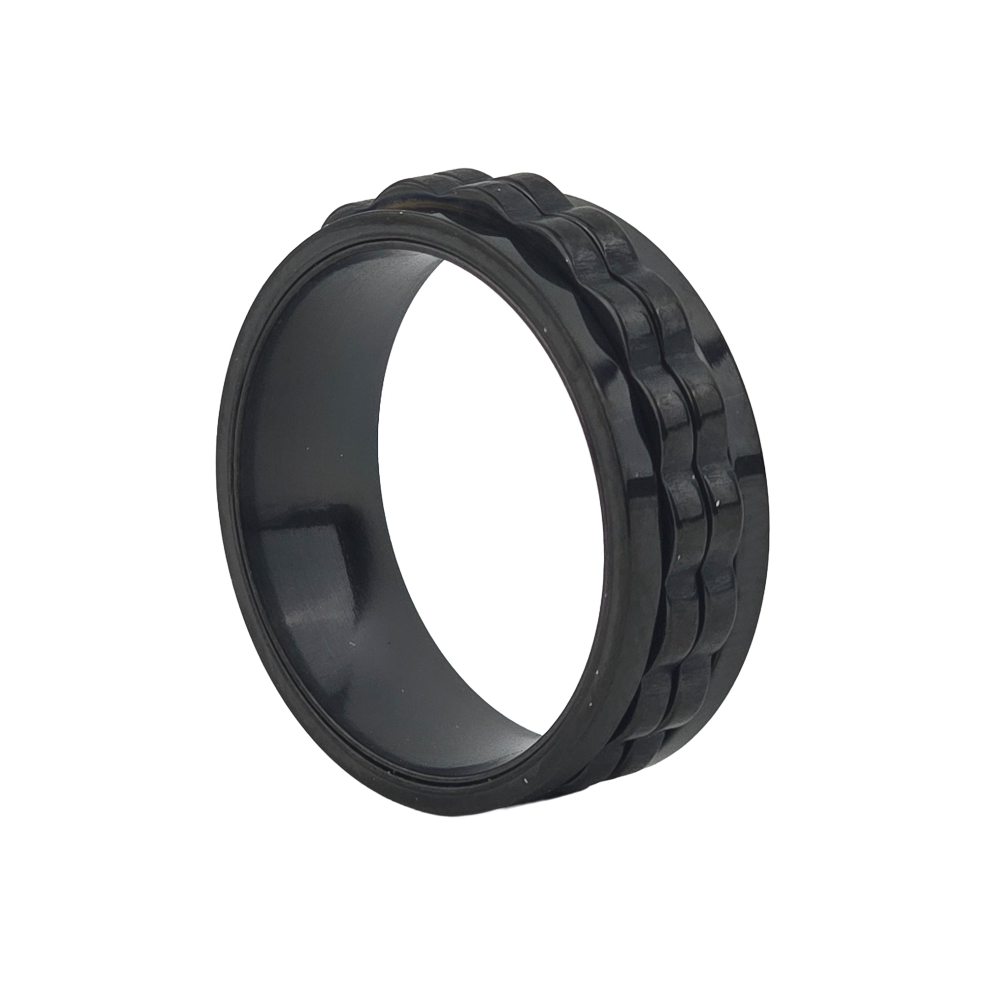 Yellow Chimes black spinner ring - stylish men's accessory