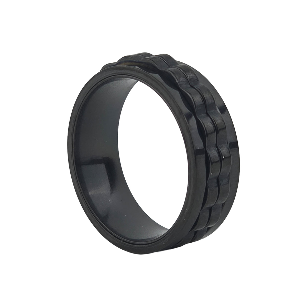 Yellow Chimes black spinner ring - stylish men's accessory