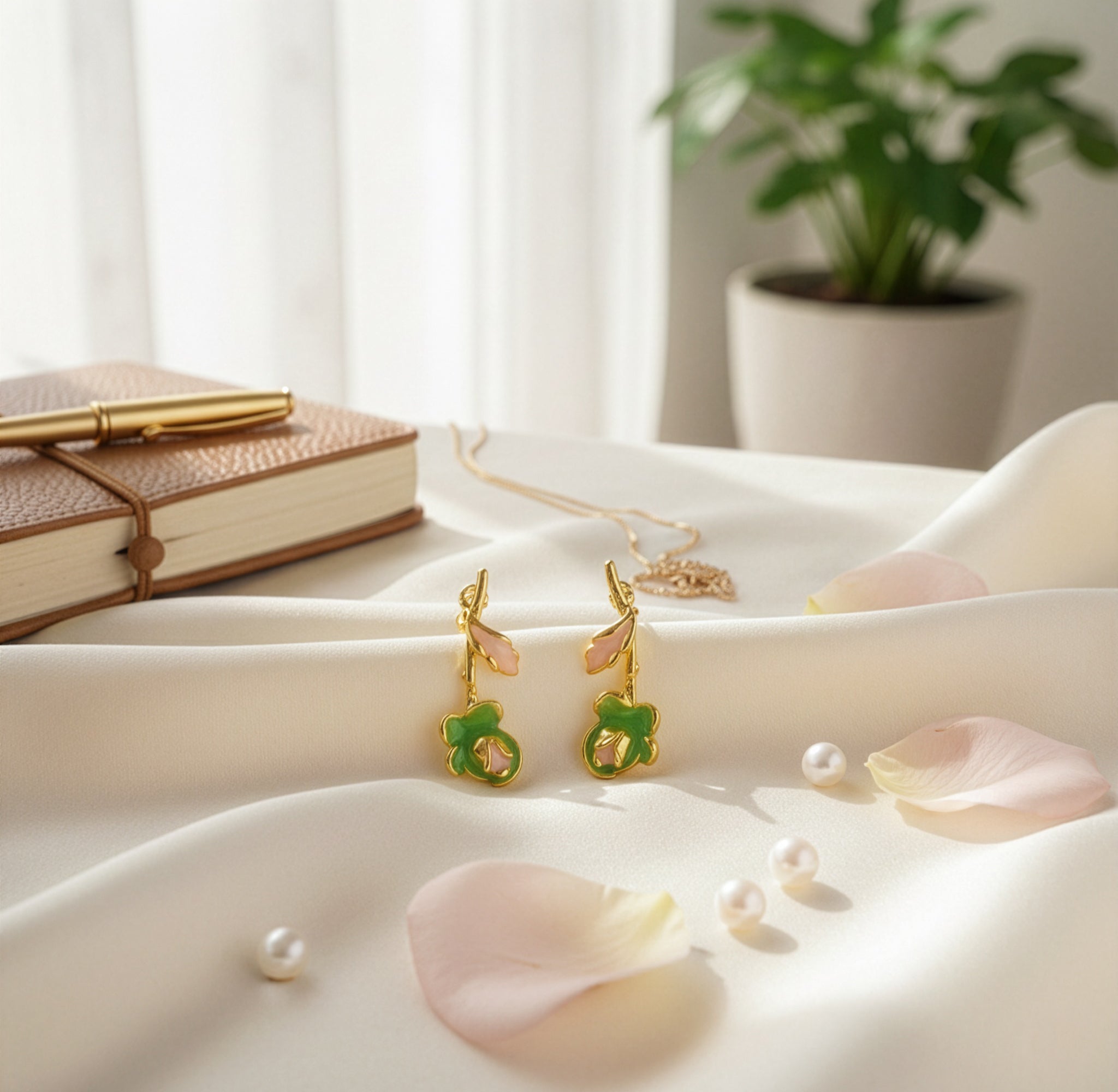 Yellow Chimes floral enamel earrings - perfect for daily wear