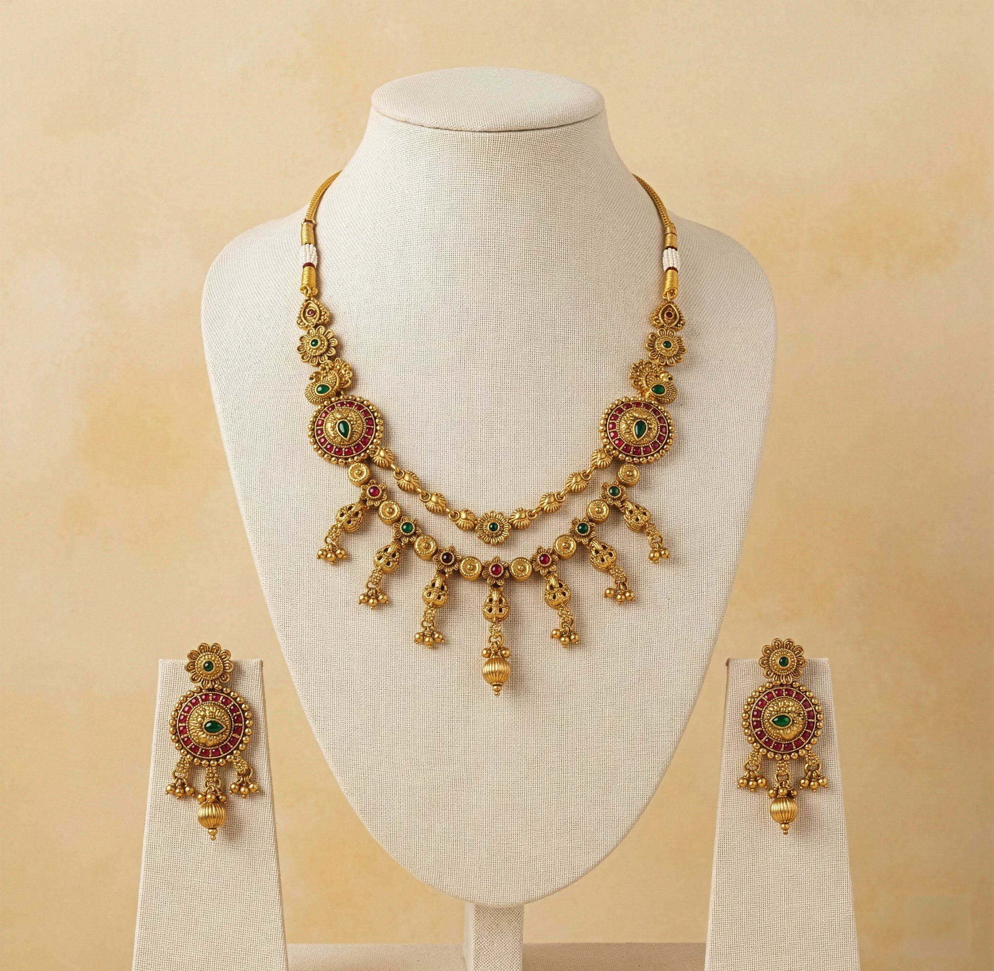 Yellow Chimes antique gold plated necklace - wedding jewelry