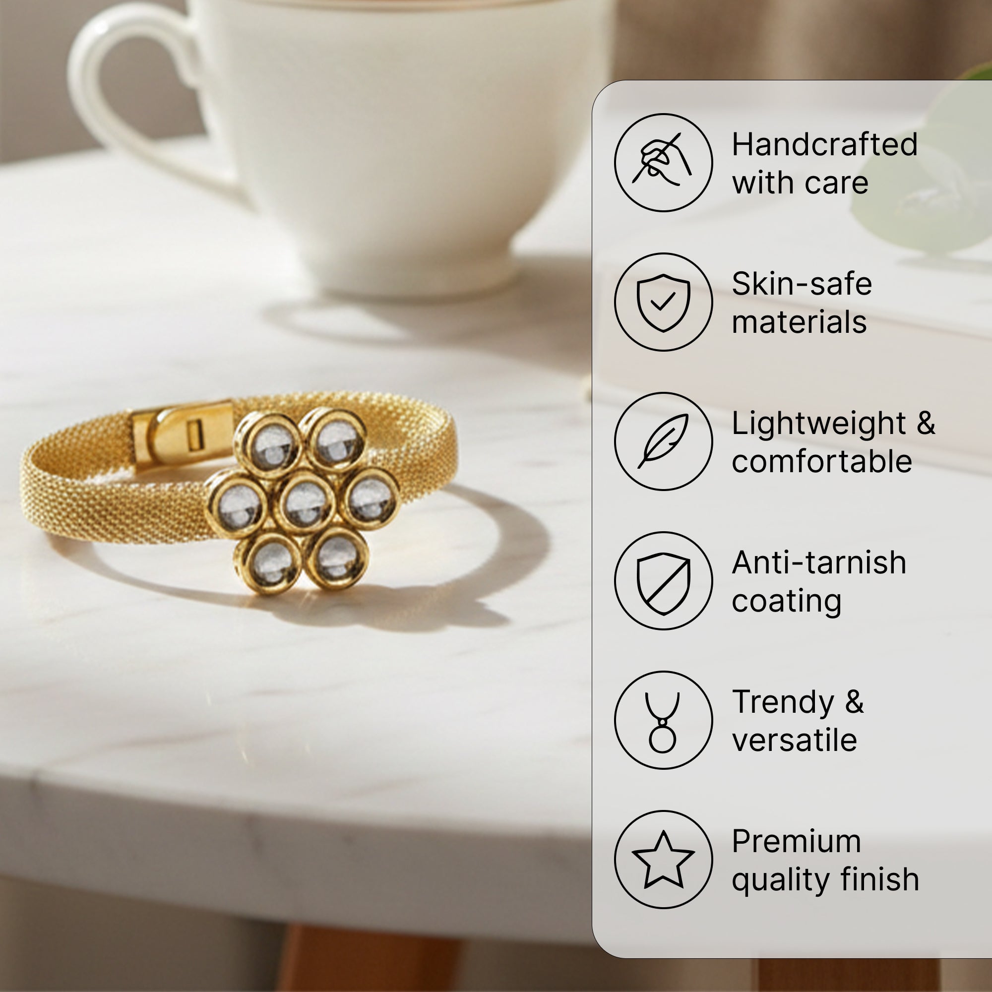 Yellow Chimes stylish gold plated bracelet - office wear