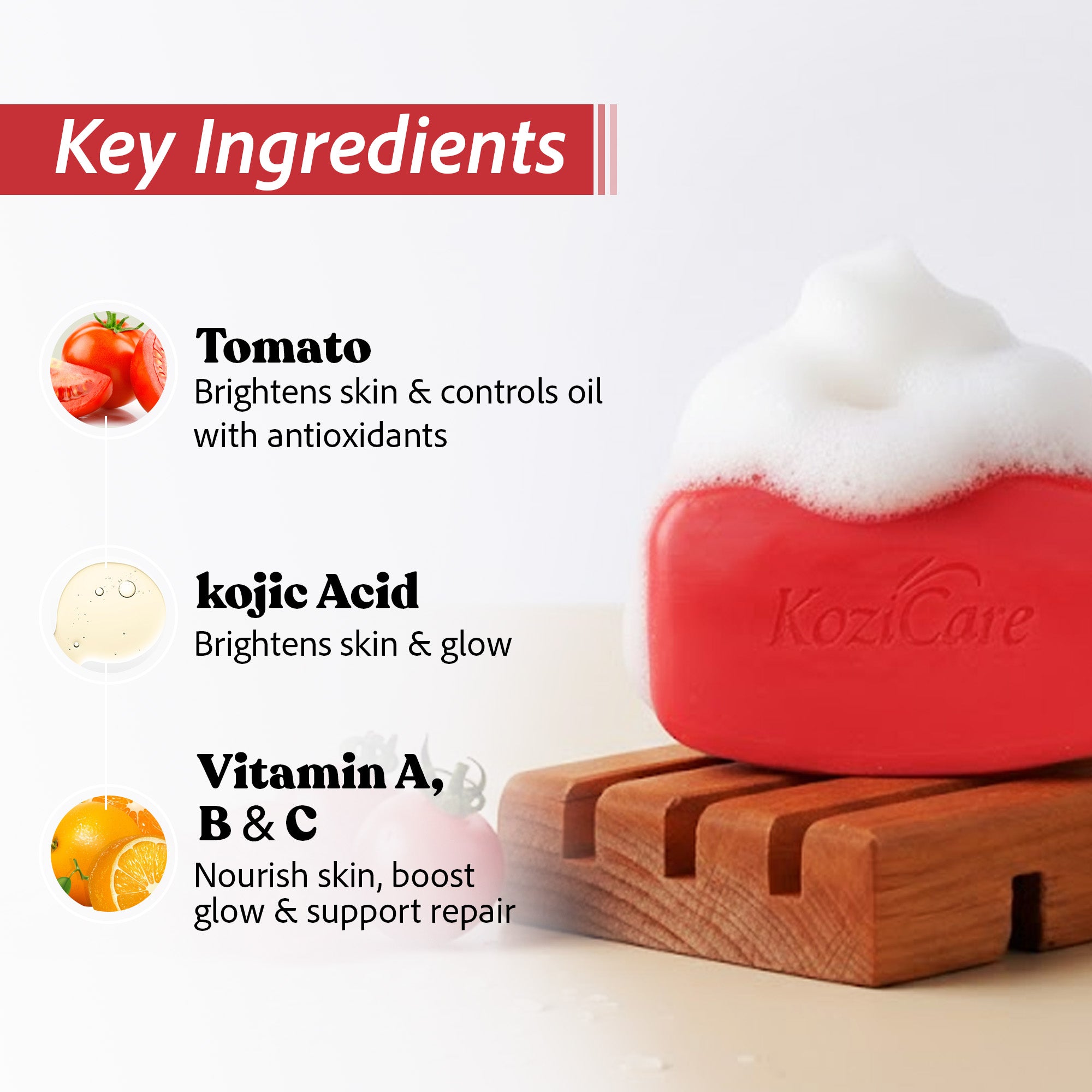 Kozicare tomato soap - revitalizing skin care
