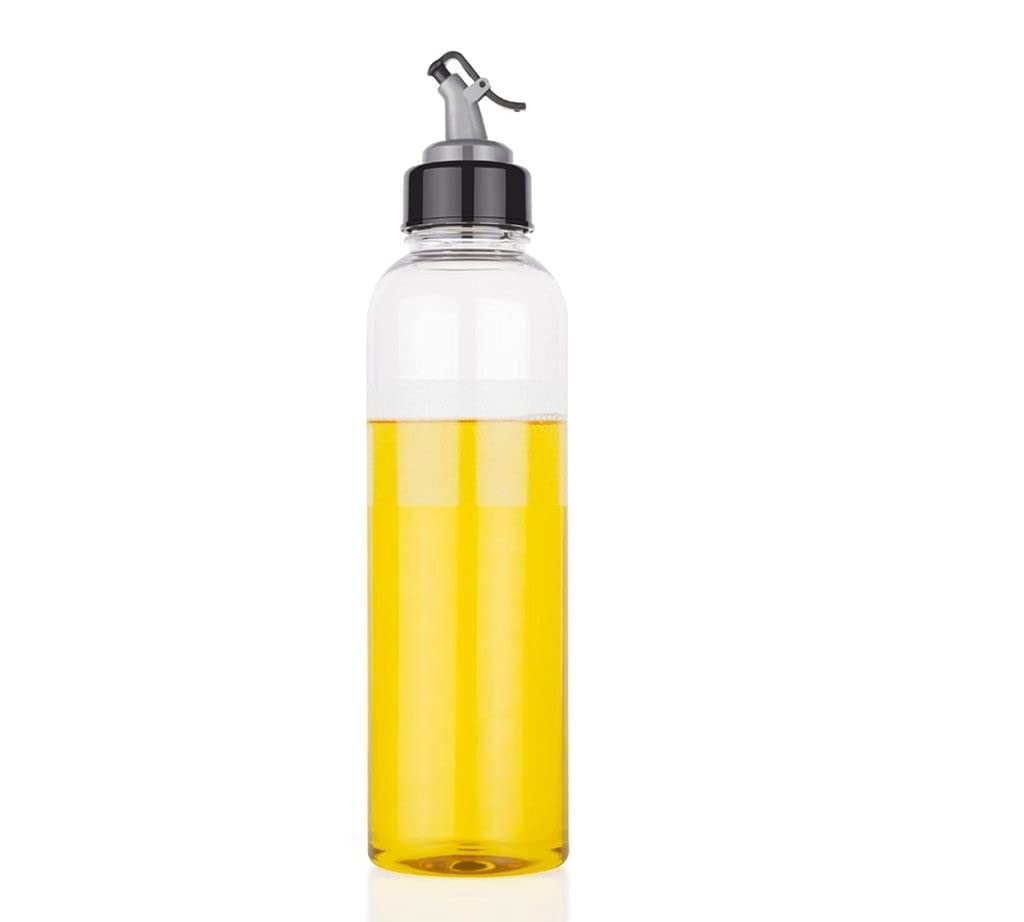 Kuber Industries Cooking Oil Dispenser|Plastic Drop Oil Bottle Dispenser for Kitchen|Unbreakable Oil Bottle with Trigger,1000 ML,(Transparent)