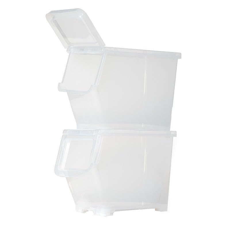 Anko Rectangular Multipurpose Plastic Storage Container with Wheels - 12L, Pack of 2|Stackable Organizer for Kitchen, Bedroom, Kids Room, Wardrobe with Removable Lid|BPA Free|Clear, 40 x 31 x 22cm