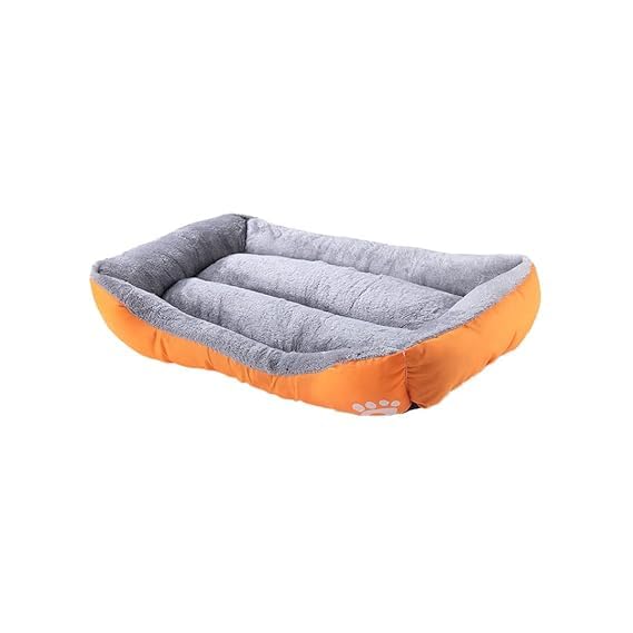 Petvit Dog & Cat Bed|Super Soft Plush Top Pet Bed|Oxford Cloth Polyester Filling|Machine Washable Dog Bed|Rectangular Cat Bed with Rise-Edge Pillow|QY036OR-S|Orange