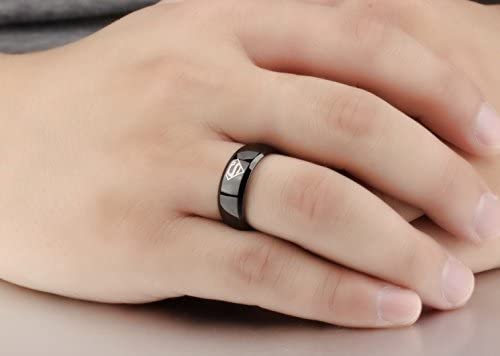 Yellow Chimes Superman Black Band Ring - Fashion accessory for men
