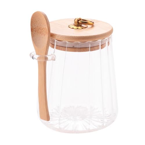 UMAI Borosilicate Glass Jar with Bamboo Lid & Spoon | Kitchen Organizer Items and Storage | Multi-utility, Leakproof, Airtight Storage Jar for Cookies, Snacks, Tea, Coffee, Sugar (635 ml)