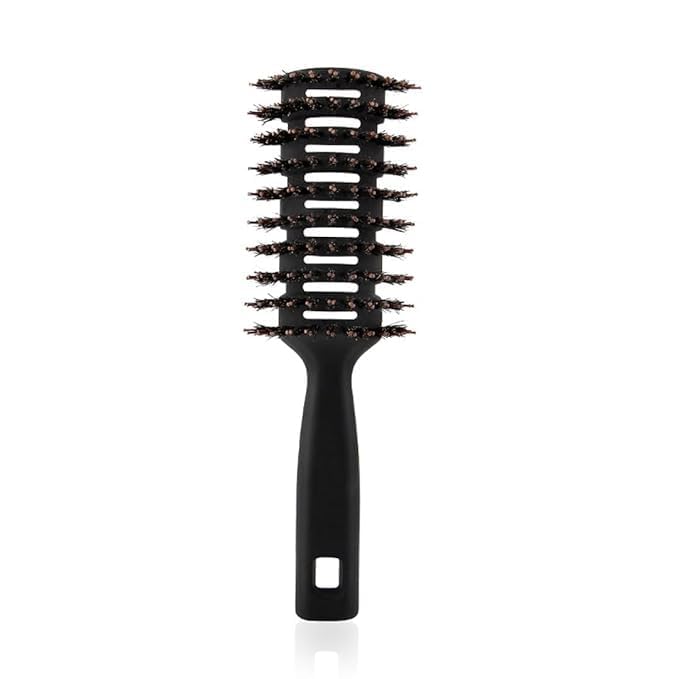 Homestic Hair Brush | Flexible Bristles Brush | Hair Brush with Paddle | Quick Drying Hair Brush | Suitable For All Hair Types | Round Vented Hair Brush | C13-X-BLK | Black