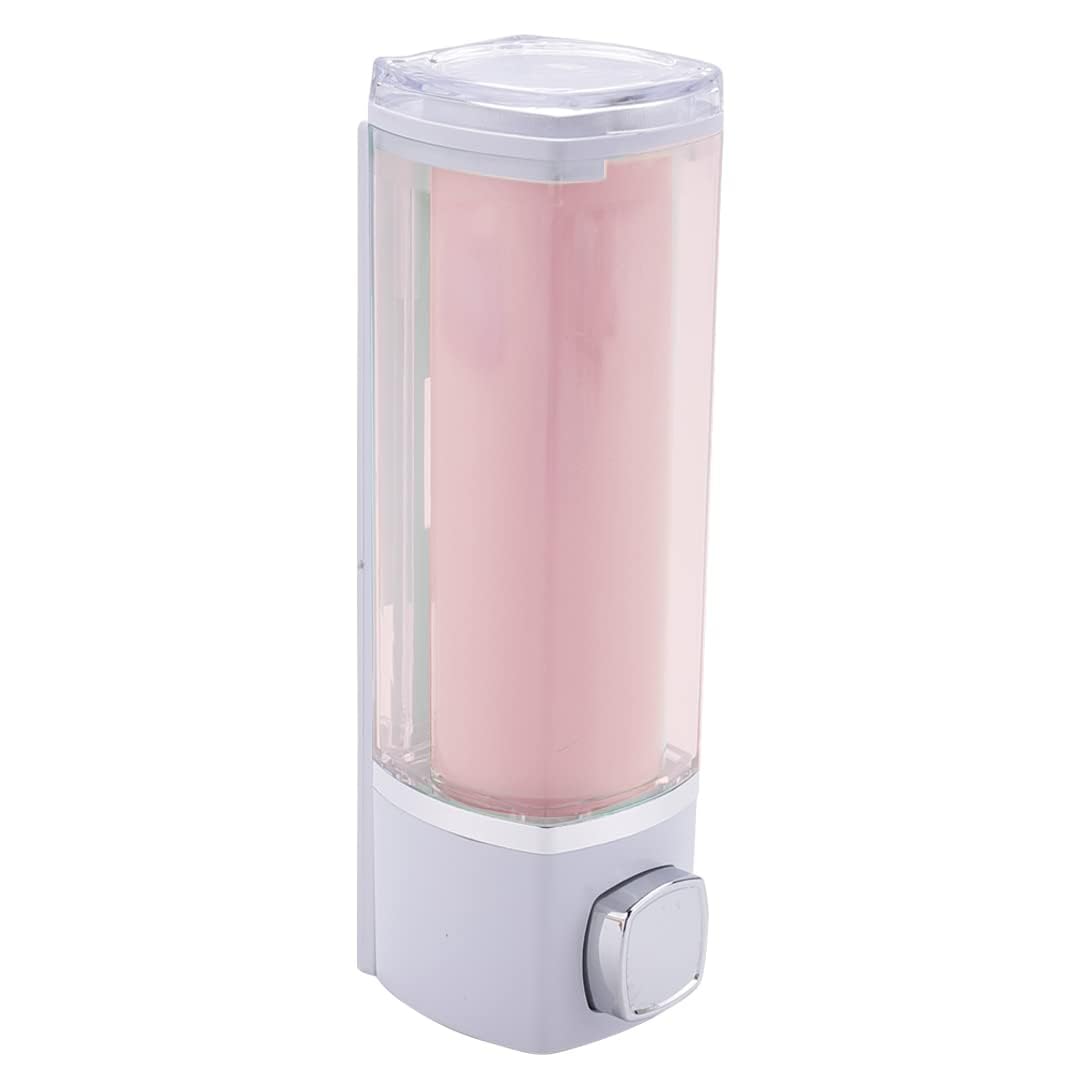 Kuber Industries Manual Shampoo & Soap Dispenser|Wall Mounted|Refillable, Lightweight & Durable|Easy to Clean |Pink- 250 ml