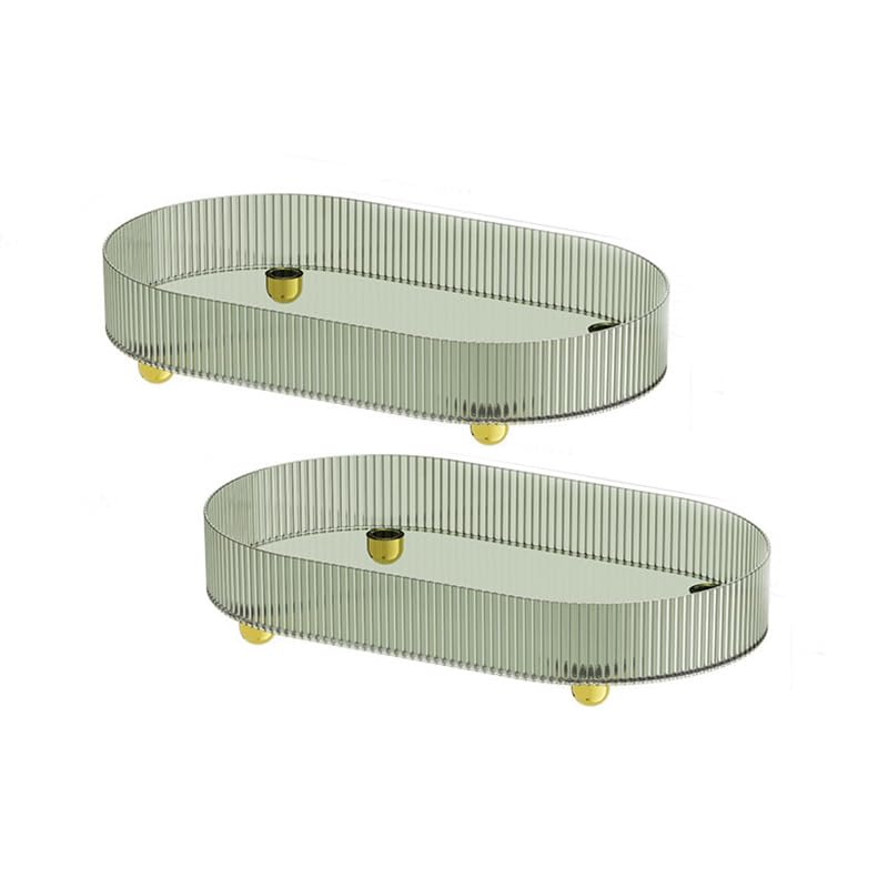 Kuber Industries Pack of 2 Multipurpose Decorative Tray | Makeup Organiser, Bathroom Vanity Tray, Dresser Tray, Kitchen Countertop Organiser Tray | Anti Slip and Decorative | YM.6403 | Dark Green