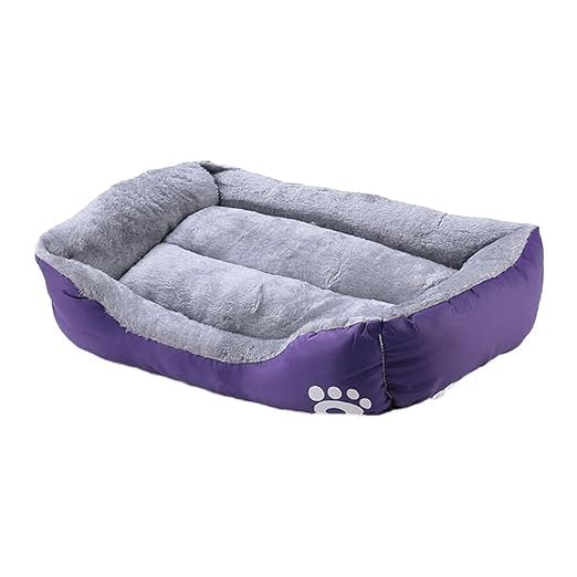 Petvit Dog & Cat Bed|Super Soft Plush Top Pet Bed|Oxford Cloth Polyester Filling|Machine Washable Dog Bed|Rectangular Cat Bed with Rise-Edge Pillow|QY036P-M|Purple