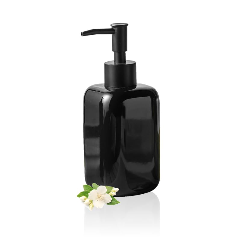 Ekhasa Ceramic Handwash Dispenser Bottle (300ml) (Black) | Liquid Soap Dispenser for Bathroom, Wash Basin and Kitchen | Bathroom Sanitizer, Lotion, Shampoo Dispenser | Hand Wash Dispensers Pump