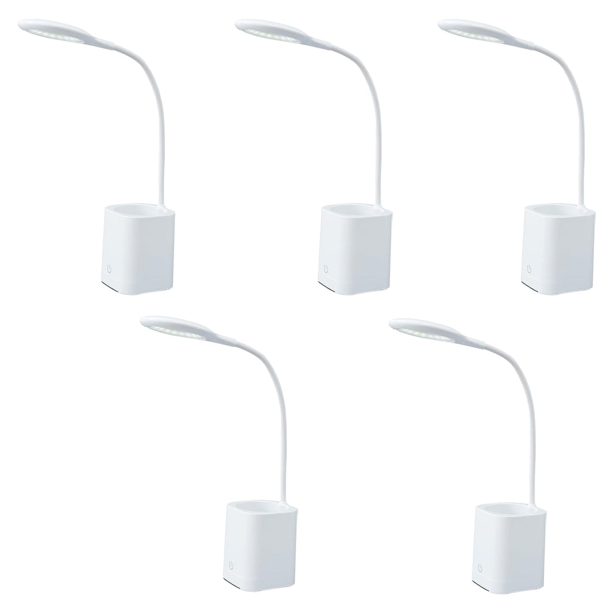 Kuber Industries Water Drop Base Table Lamp|USB Plug in Table Light|Non-Rechargeable|Pack of 5|White