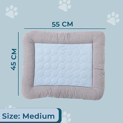 Petvit Rectangular Dog & Cat Bed|Yarn Dyed Oxford Cloth|Nylon and Polyester with Cotton Filling|Self-Cooling Bed for Dog & Cat|Small Light-Weight & Durable Dog Bed|ZQCJ005B-M|Blue