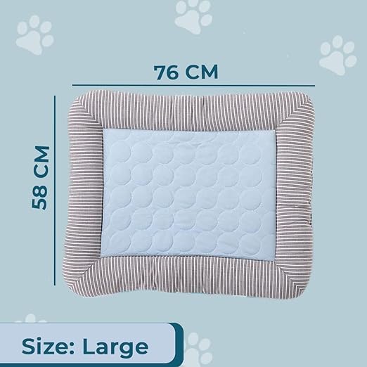 Petvit Rectangular Dog & Cat Bed|Yarn Dyed Oxford Cloth|Nylon and Polyester with Cotton Filling|Self-Cooling Bed for Dog & Cat|Small Light-Weight & Durable Dog Bed|ZQCJ005B-L|Blue