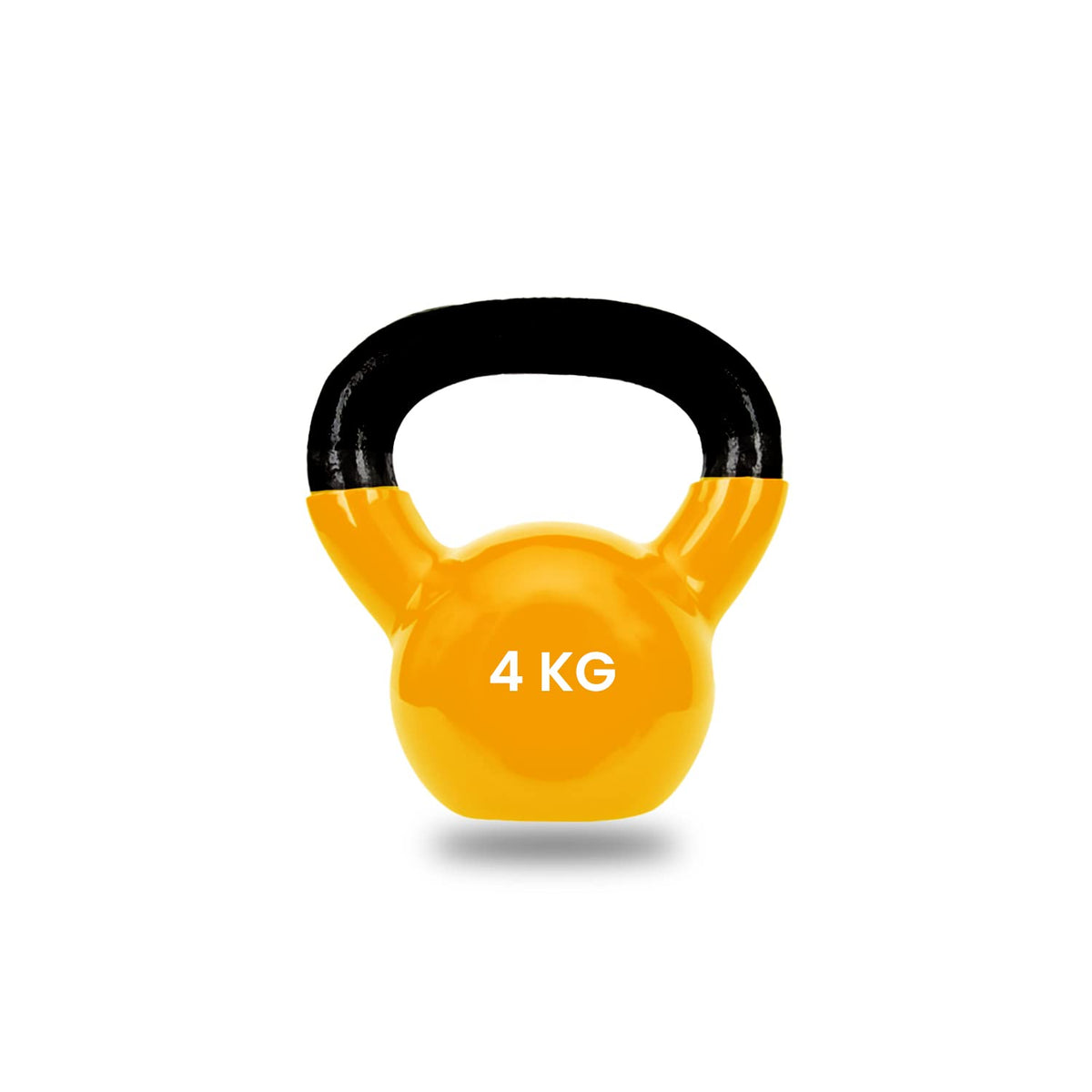 Strauss Premium Vinyl Kettlebell Weight for Men & Women | 4 Kg | Ideal for Home Workout, Yoga, Pilates, Gym Exercises | Non-Slip, Easy to Hold, Scratch Resistant (Yellow)