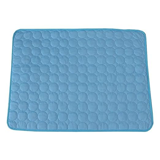 Petvit Rectangular Dog & Cat Bed|Premium Cool Ice Silk with Polyester with Bottom Mesh|Multi-Utility Self-Cooling Pad for Dog & Cat|Light-Weight & Durable Dog Bed|ZQCJ001B-S|Blue