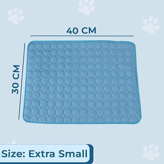 Petvit Rectangular Dog & Cat Bed|Premium Cool Ice Silk with Polyester with Bottom Mesh|Multi-Utility Self-Cooling Pad for Dog & Cat|Light-Weight & Durable Dog Bed|ZQCJ001B-XS|Blue