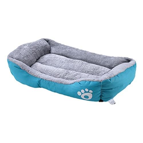 Petvit Dog & Cat Bed|Super Soft Plush Top Pet Bed|Oxford Cloth Polyester Filling|Machine Washable Dog Bed|Rectangular Cat Bed with Rise-Edge Pillow|QY036B-M|Sky Blue