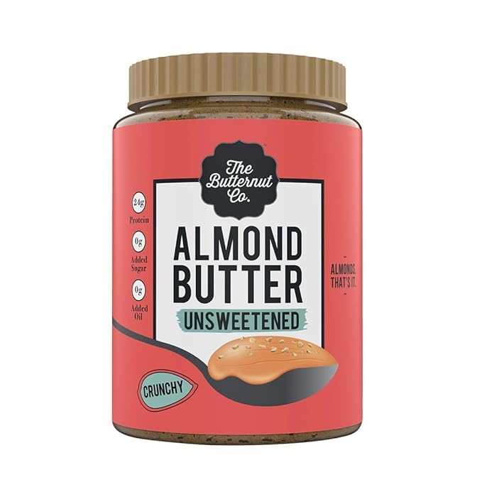 The Butternut Co. Almond Butter Crunchy 1kg - Unsweetened, 100% Dry Roasted, Heart-Healthy Fats, Protein Source, High in Vitamin E - Gluten-Free, Vegan, Keto-Friendly.