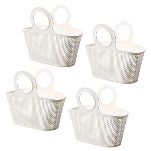Kuber Industries High-Capicity Shopping Basket with Handle-Pack of 4 (White)