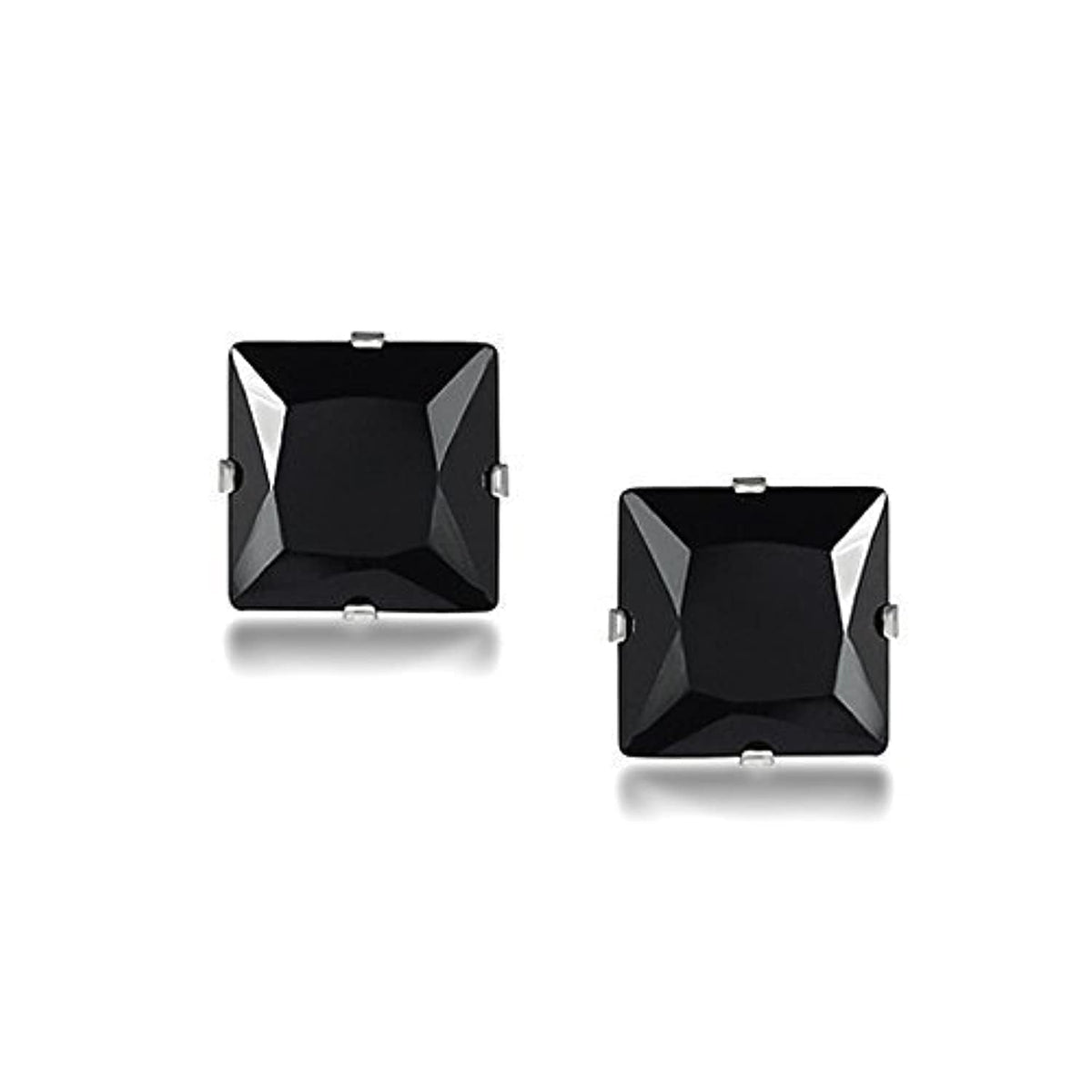 Yellow Chimes Stud Earrings for Men Black Crystal Stainless Steel