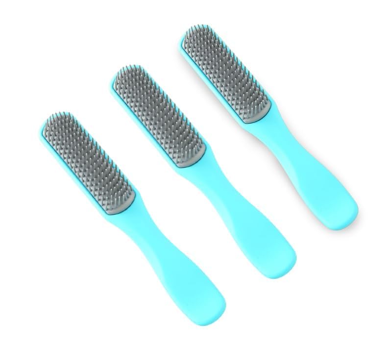 Homestic Hair Brush | Flexible Bristles Brush | Hair Brush with Paddle | Straightens & Detangles Hair Brush | Suitable For All Hair Types | C19-BLE-S | Small | 3 Piece | Blue