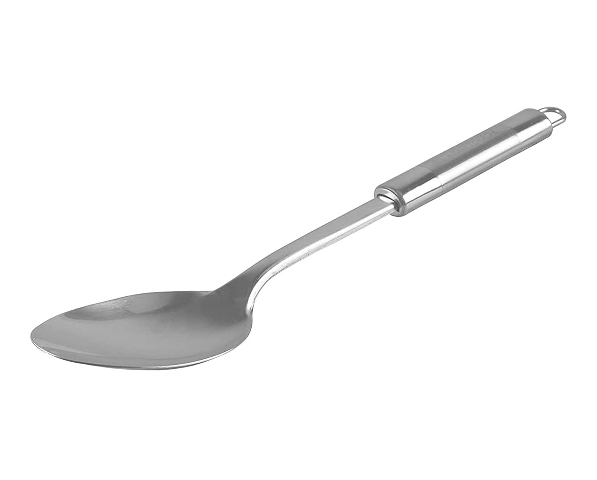 Kuber Industries Stainless Steel Solid Cooking Spoon, Serving Spoon, Kitchen Spoons, Basting Spoon for Kitchen (Silver), Standard, (49KM0125)