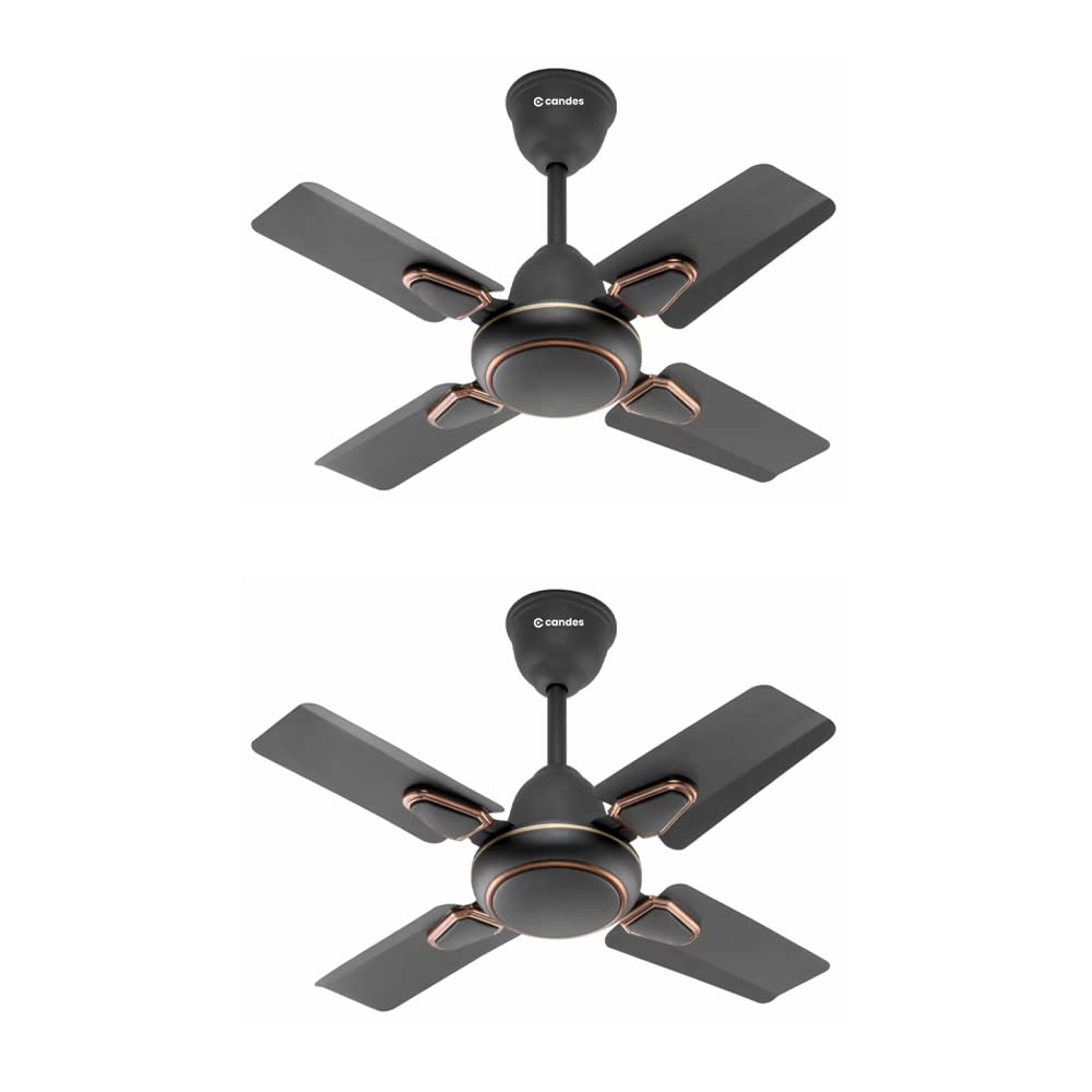 Candes Brio Turbo 600 mm /24 inch Small Ceiling Fans for Home | High Speed, Energy Saver, Noiseless | Small Ceiling Fan for Home, Kitchen Fan, Balcony & Small Room | 2 Yr Warranty | Smoke Brown