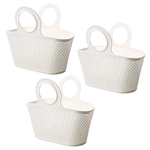 Kuber Industries High-Capicity Shopping Basket with Handle-Pack of 3 (White)