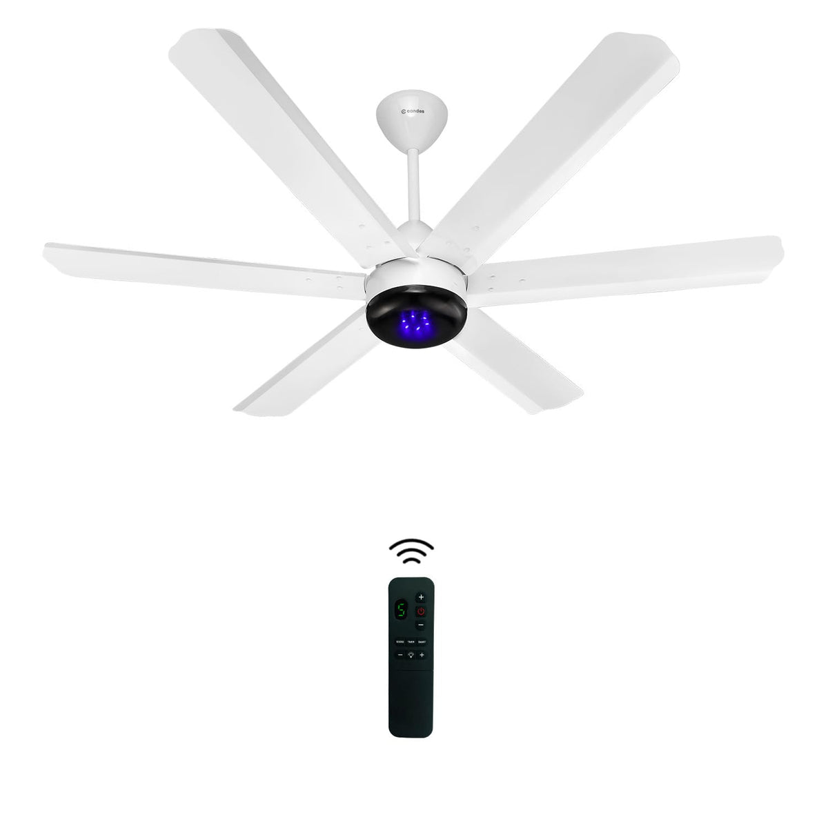 Candes Phantom BLDC Ceiling Fan 1200mm | 5 Star BLDC Fan Ceiling | High Airflow | Noiseless Remote Fan | 6 Blade BLDC Ceiling Fans for Home | 3 Yr Warranty | White