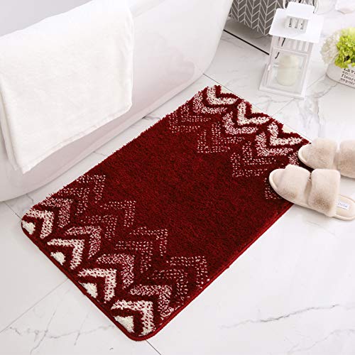 Kuber Industries Extra Soft Bathroom Mat|Anti-Slip Mat for Bathroom Floor|TPR Backing|Foot Mats for Home, Living Room, Bedroom (Red)